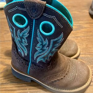 Ariat Kids' Western Boots in Brown and Teal